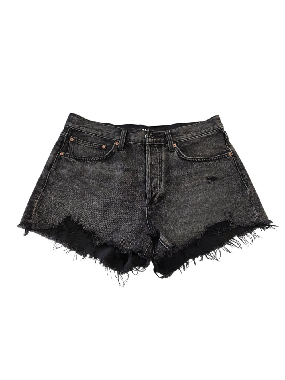 Denim Forum Black Washed Distressed Cutoff Jean Shorts